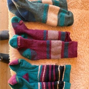 Smartwool toddler Striped Teal & Purple Cozy Wool Socks 3 pairs!!